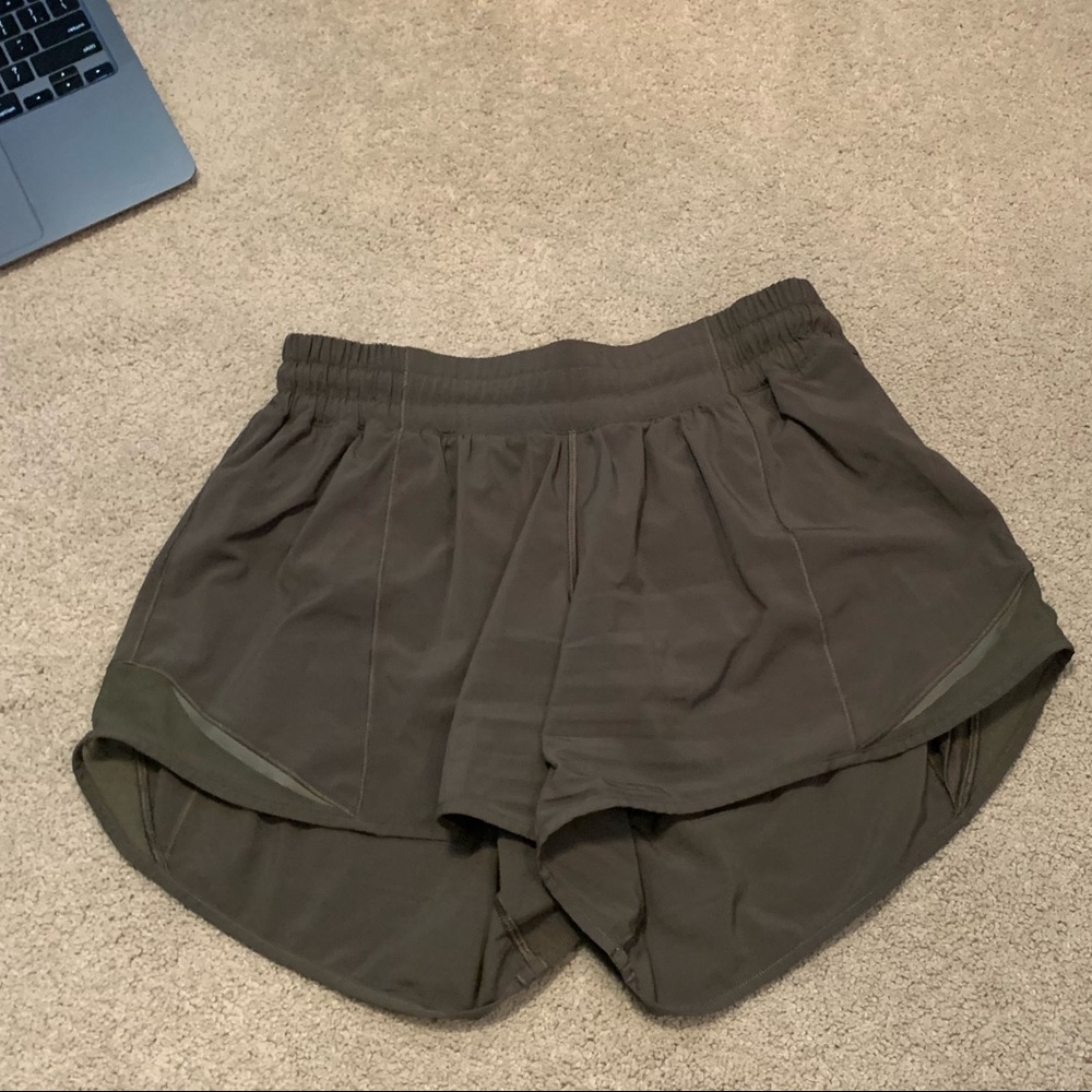 army green lululemon shorts